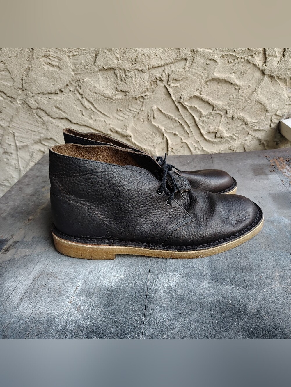 Clarks Desert Trooper Mens Chukka Boots Sz 11 Dark Brown Leather Lace Up Mid Top